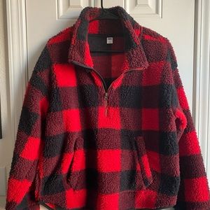 Women’s Half-zip Plaid Teddy Hoodie